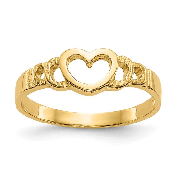 14K Yellow Gold Heart Kids Ring / Size: sz3.25 / Weight: 0.7gr / D3123