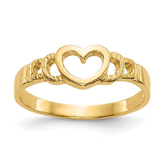 14K Yellow Gold Heart Kids Ring / Size: sz3.25 / Weight: 0.7gr / D3123