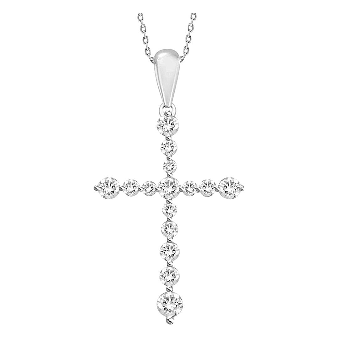 10K White Gold Diamond Necklace with Cross Pendant/ Stone: 0.25CT / Size: 18"/ 218638W