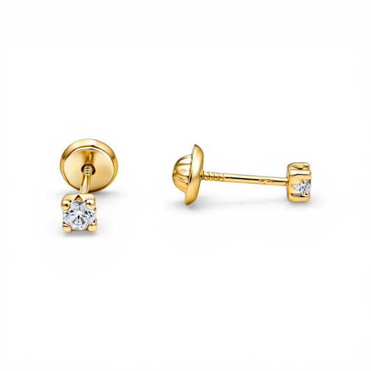 14k Yellow Gold Fashion Stud Earrings With Cz / 6-136701PS
