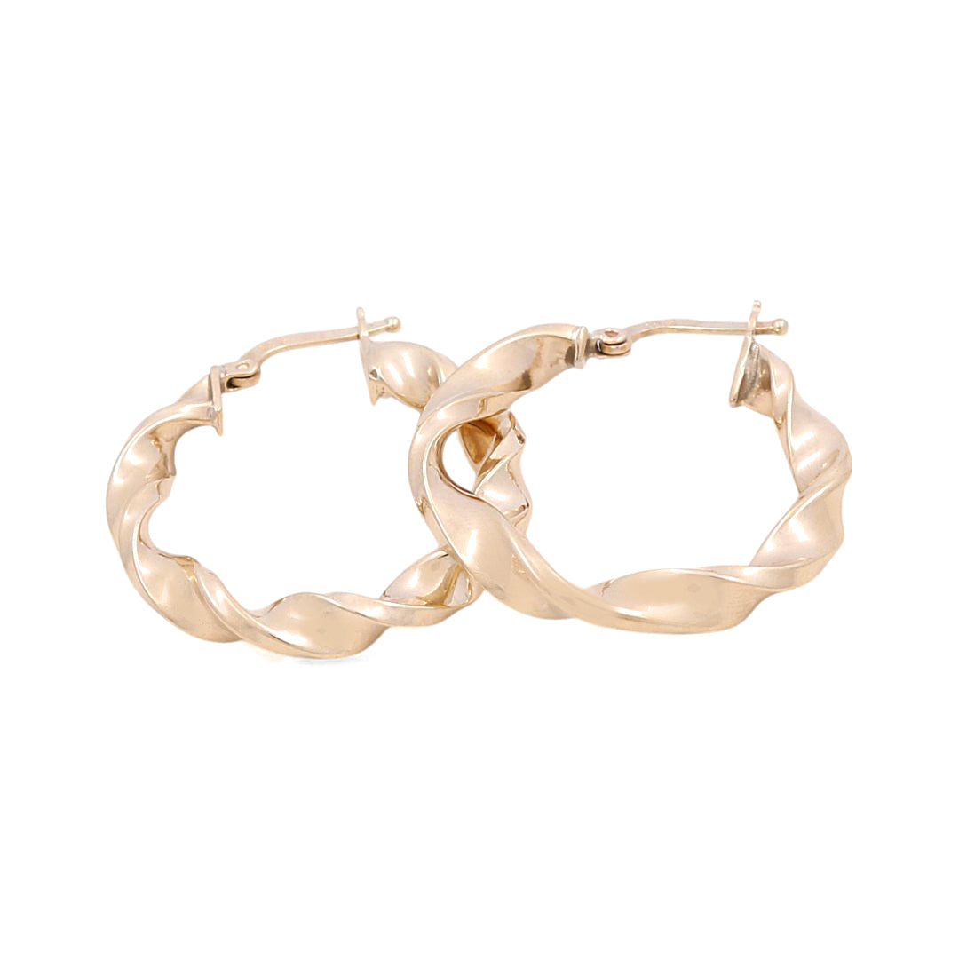 10K Yellow Gold Twist Hoops Earrings / Size: 4mm X 23mm / Weight: 2.8 GR / KOEH0TR4x23