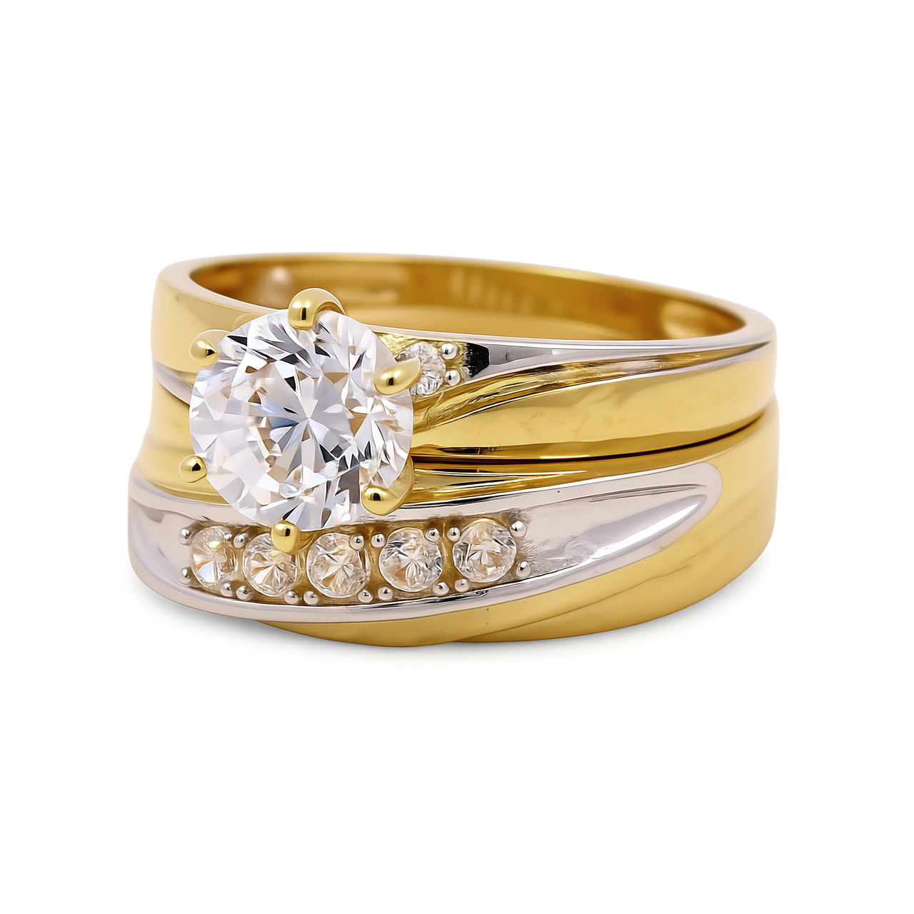 14K Yellow and White Gold Women’s Bridal Set / Stone: Cz / Size: 7 / Weight: 4.1 GR / CEEWRTT4BS-4