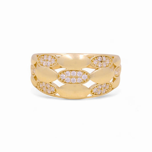 Anillo de oro amarillo de 10 quilates para mujer con circonitas cúbicas. Tamaño: 7. Peso: 2,6 gr. P03R-4053