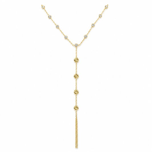 14K Yellow Gold Fashion Women's Clon Bracelet with Flowers and Cz / Size: 7.5'' / Weight: 4.4 GR / LLBWB4CLN-1
