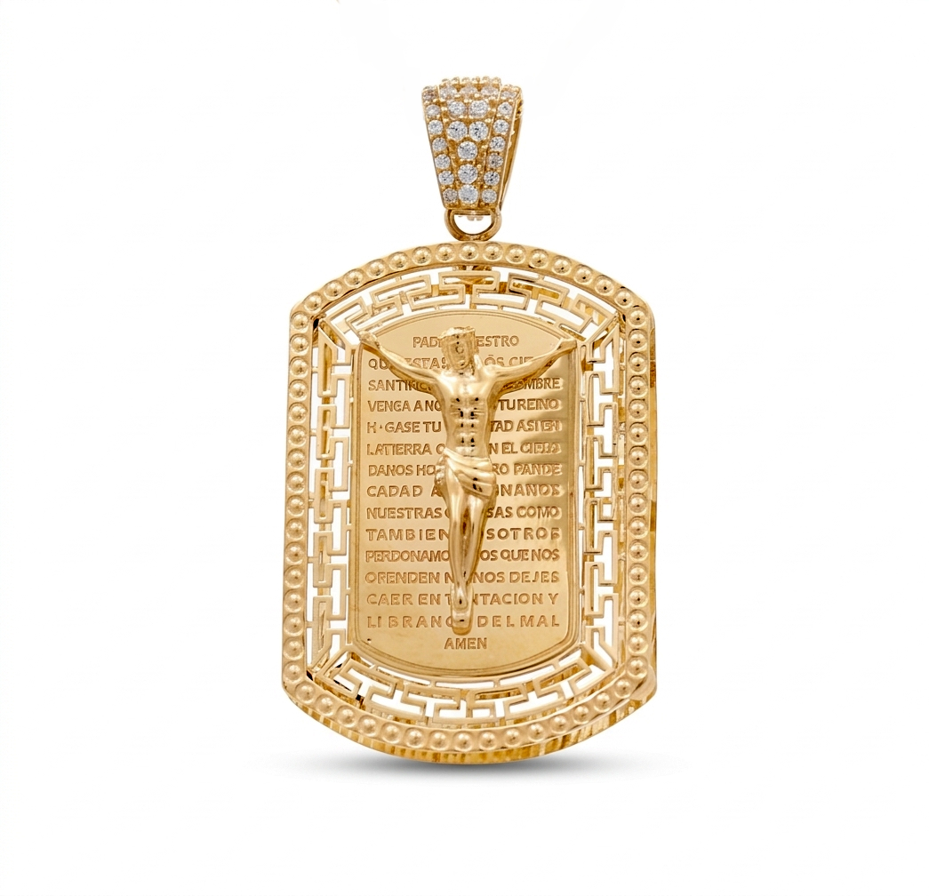 10K Yellow and White Gold Medal Pendant with Christ Image  / Weight: 5.9 GR / CCAPDTT0CR