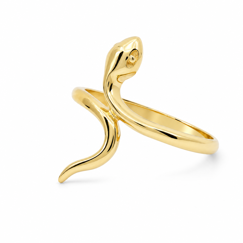 14K Yellow Gold Snake Women's Ring / Stone: Cz / Size: 9 / Weight: 1.4 GR / DQWR4SK