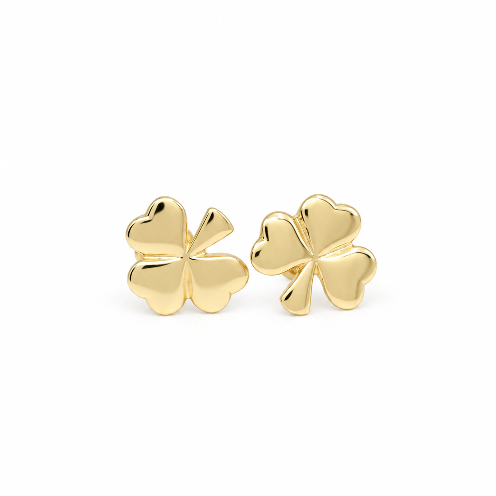 14K Yellow Gold Clover Stud Earrings /  Weight: 1.4 GR / DQES4CLV-2