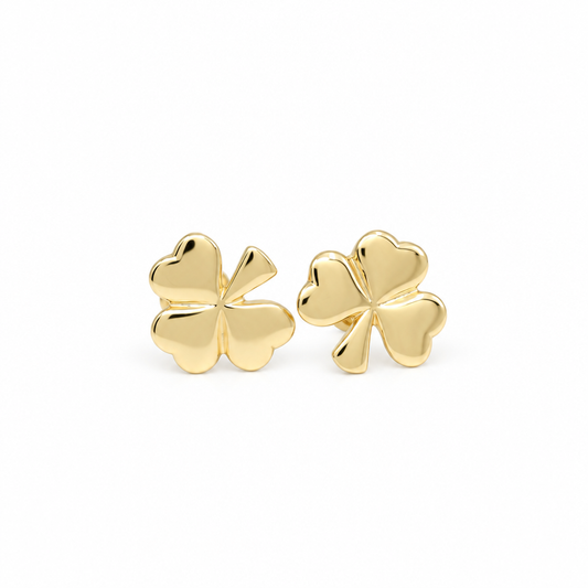 14K Yellow Gold Clover Stud Earrings /  Weight: 1.4 GR / DQES4CLV-2