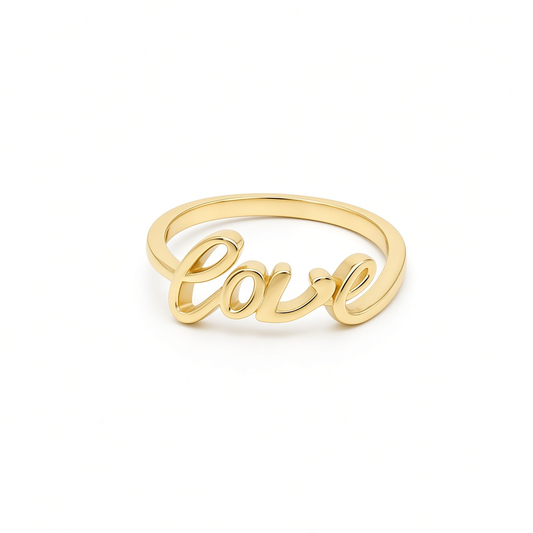 10K Yellow Gold Love Women's Ring / Size: 7.5 / Weight: 2 GR / DOWR0LOV