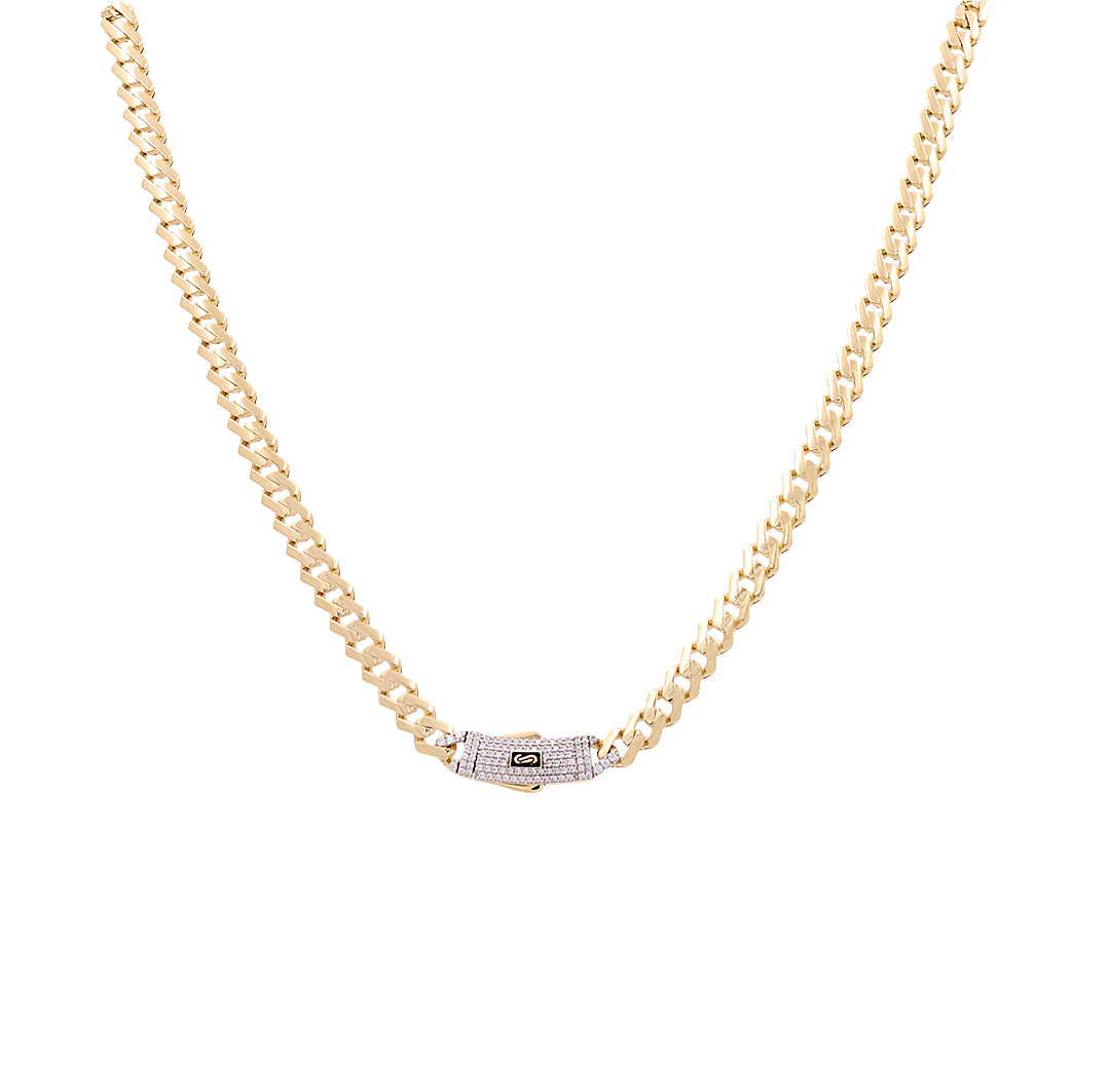 14K Yellow Gold Monaco Edge Chain / Stone: Cz / Size: 6.5mm 22" / Weight: 20.4gr / 301-61065-6.5mm.22"