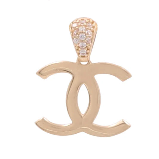 14K Yellow Gold CC Pendant with Cz / Weight 1.1GR  / COPD4CCCZ-3