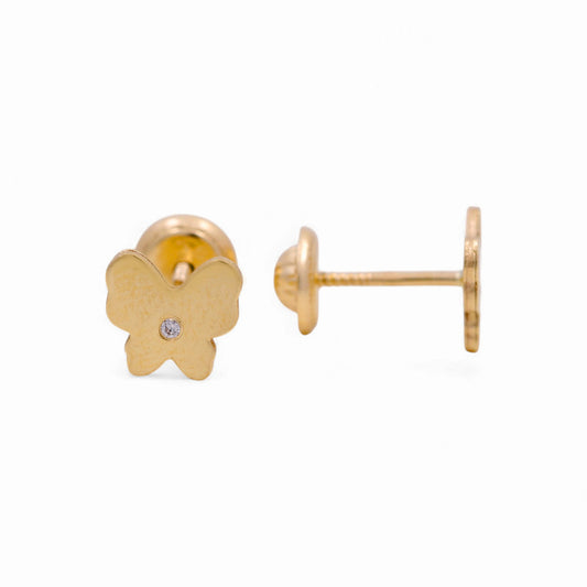 14K Yellow Gold Butterfly Stud Earrings with Cz / 6-A16201PS6