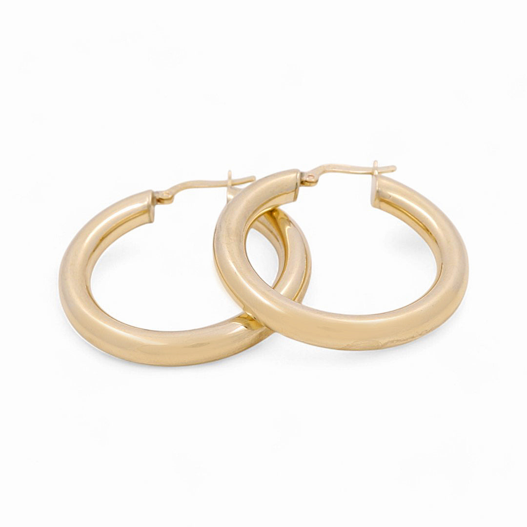 10K Yellow Gold Plane Hoops Earrings / Size:4.8mm X 23mm / Weight:4.5gr / CAEH0PL4.8X23