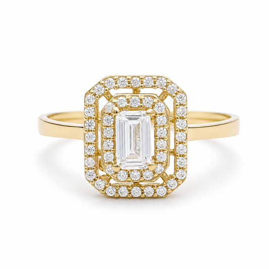14K Yellow Gold Fashion Women's Rings with White Cz Stone /Size:7 / Weight: 1.6 GR / 177-02263