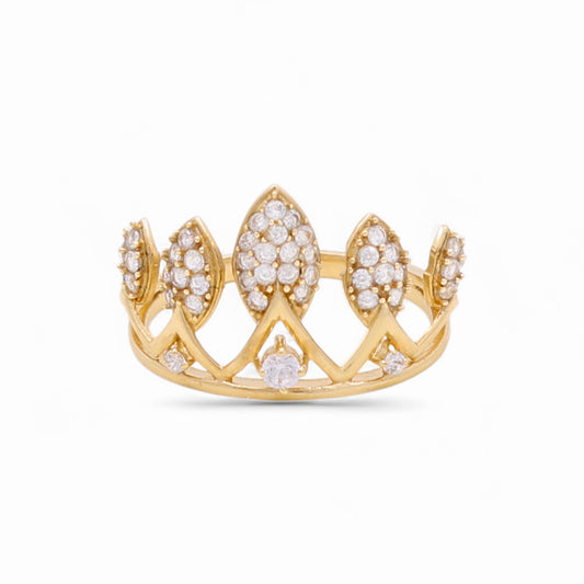 14k Crown Women's Ring with Cz / Size: 6.5 / Weight 2.2 GR / BOWR4CN-3