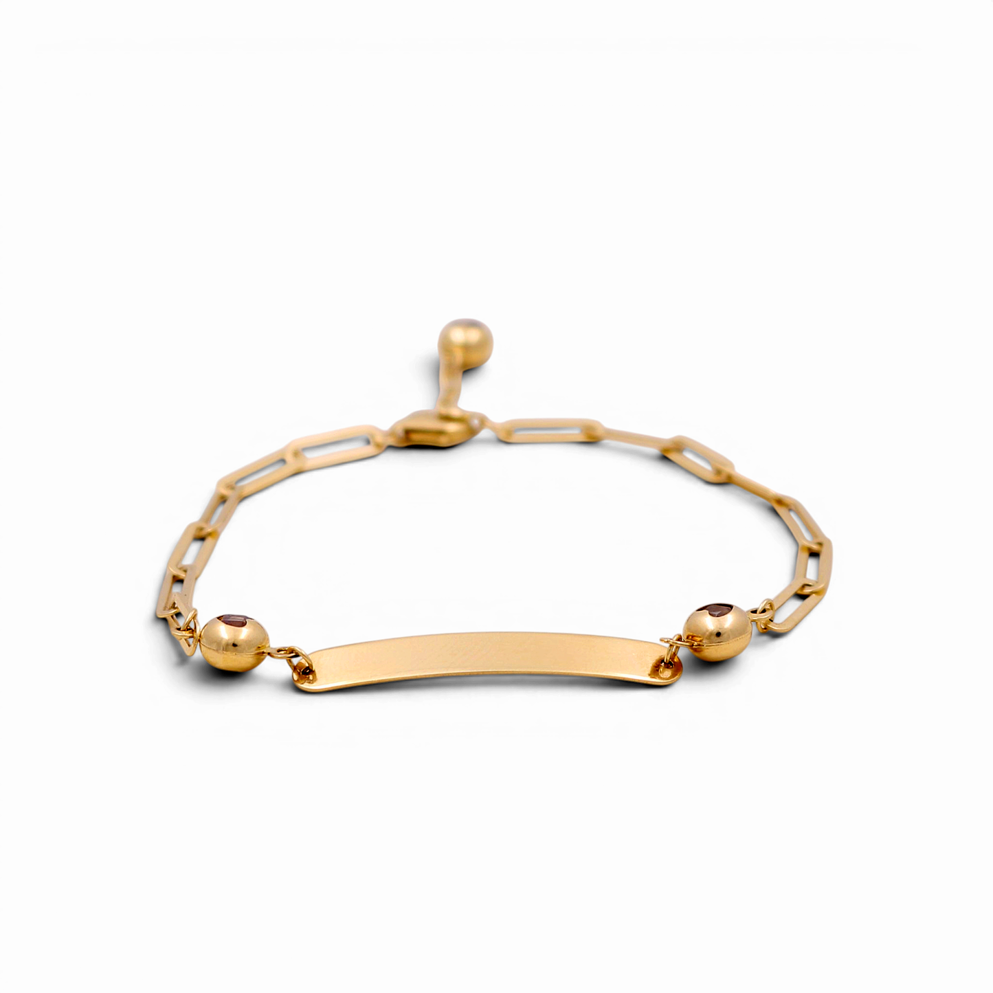 14K Yellow Gold Paperclip Fashion BB Bracelet / CZ / Size: 7” / Weight: 3.6 GR