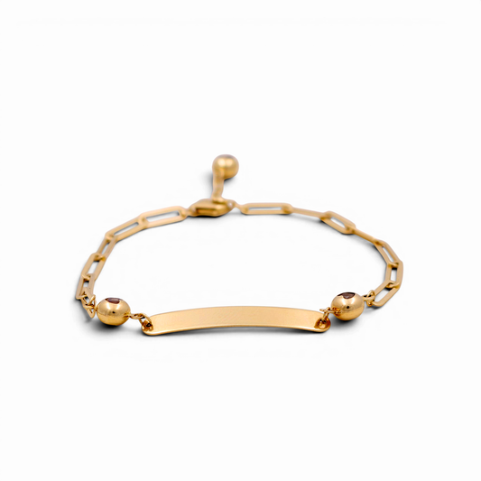 14K Yellow Gold Paperclip Fashion BB Bracelet / CZ / Size: 7” / Weight: 3.6 GR
