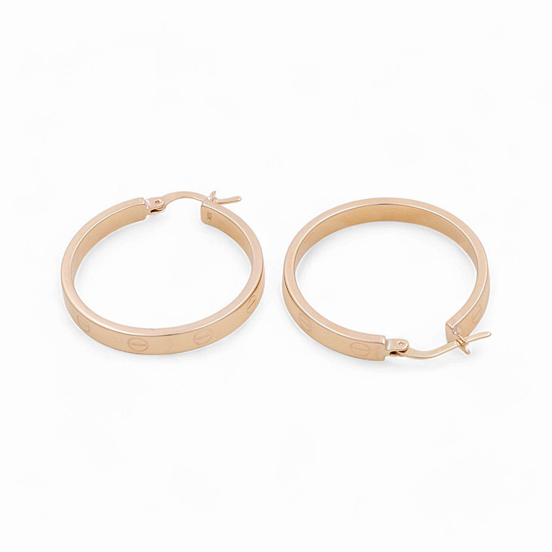 10K Yellow Gold Fashion CT Hoops Earrings / Size:4mm X 28mm / Weight: 4.2 GR / KOEH0CT4x28