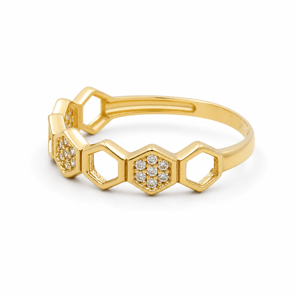 10K Yellow Gold Fashion Women's Ring with Cz / Size: 8 / Weight: 1.5 GR