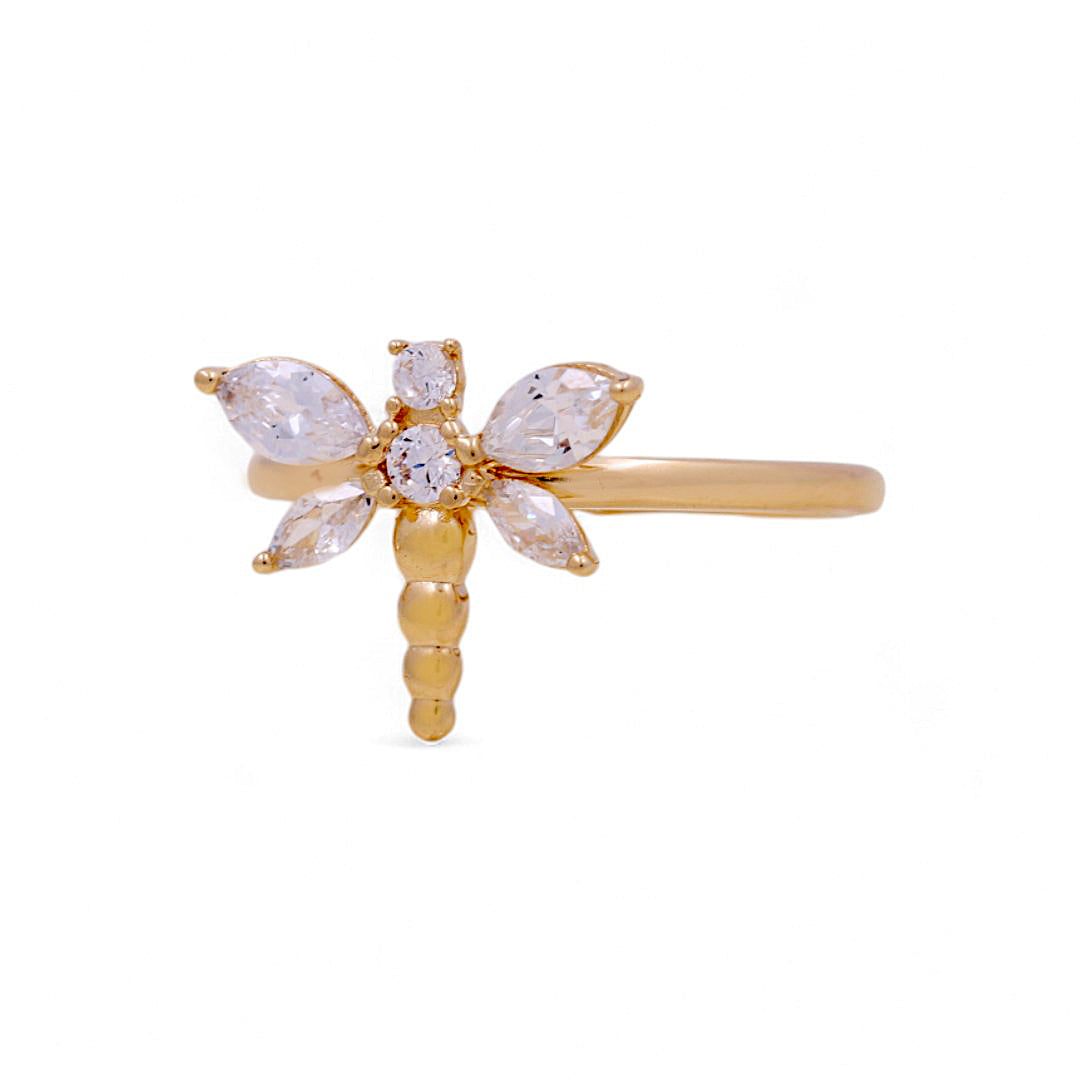 14K Yellow Gold Woman’s Dragonfly Ring / Stone: CZ / Size: 6.5 / Weight:1.6 GR / IEEWR4DF