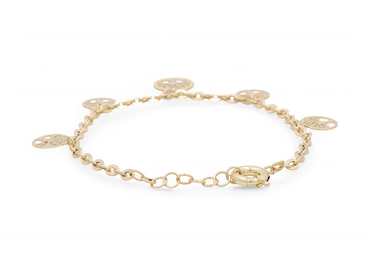 14K Yellow Gold Women's Bracelet with Hanging Trees of Live / Size: 7” / Weight: 4.2 GR